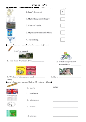 Đề ôn tập học kỳ 1 môn Tiếng Anh Khối 4